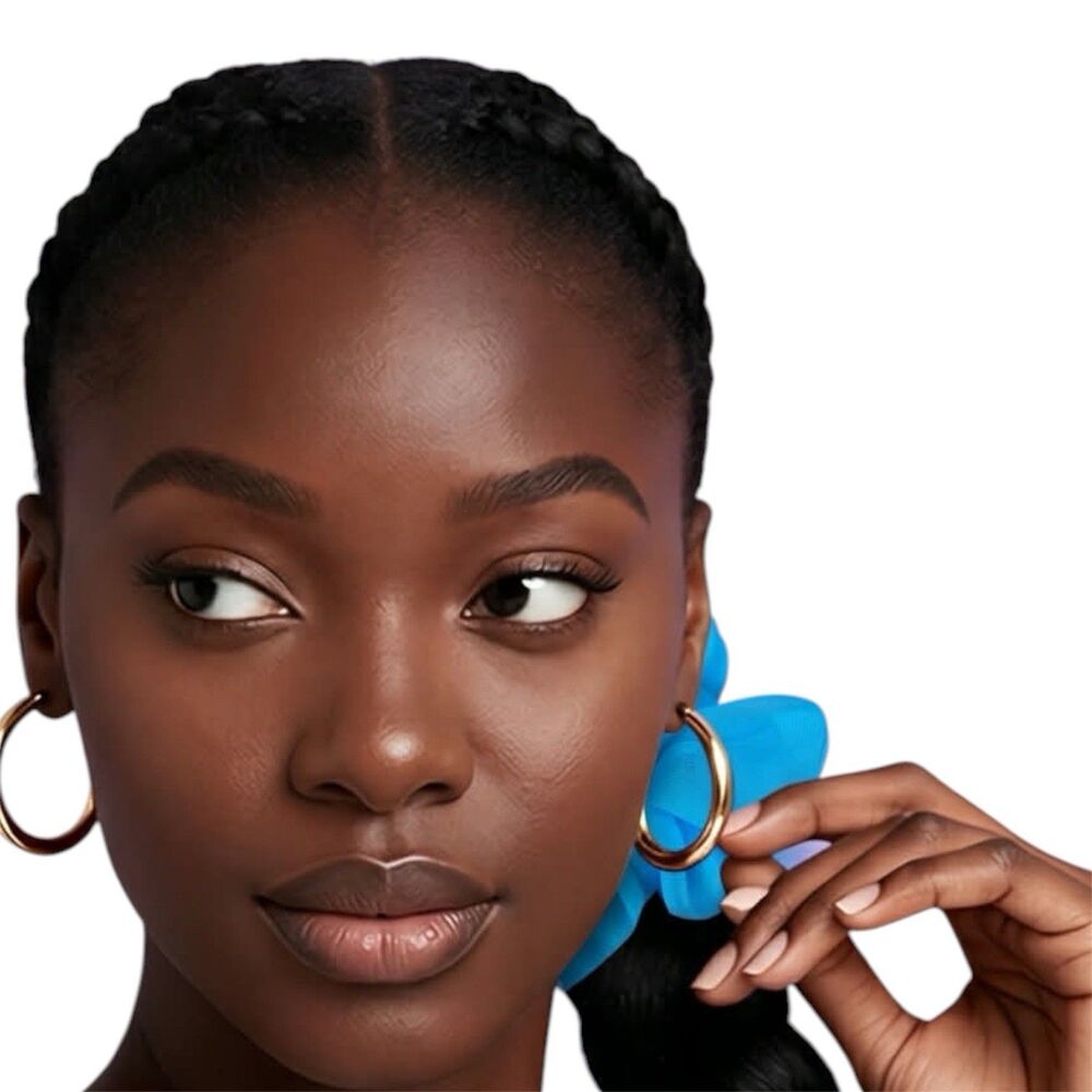 New Blue Chiffon Scrunchie Hair Tie XLarge Women’s And Girls - Picture 12 of 12